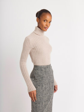 FEMME ウィメンズ 【Outlet】リブ タートルネック 長袖 ニット プルオーバー "Siberie" ベージュ