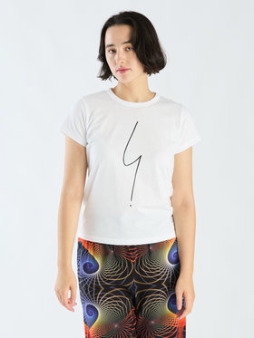 FEMME ウィメンズ アイコニック コットン 半袖 Tシャツ ”Point d'ironie” ホワイト