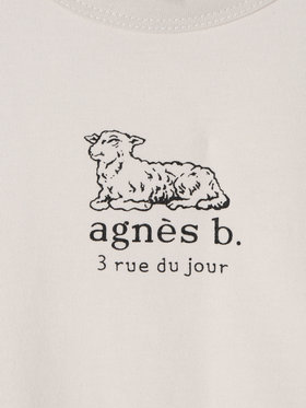 ENFANT ベビー ベビー ロゴ コットン 半袖 Tシャツ Agneau ベージュ