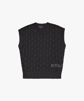 FEMME ウィメンズ コットン混 ノースリーブ ニット プルオーバー "Lover" ブラック