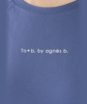 To b. by agnès b. ロゴ プリント コットン 半袖 ロング ワンピース ブルー