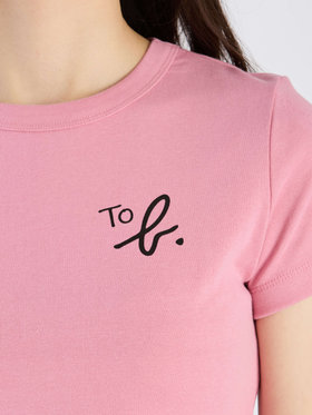 To b. by agnès b. 【Outlet】"To b."ロゴ コットン 半袖 クロップド Tシャツ ピンク