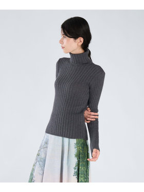 FEMME ウィメンズ 【Outlet】リブ タートルネック 長袖 ニット プルオーバー "Siberie" グレー