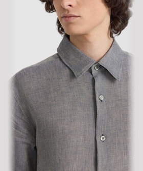 HOMME メンズ メンズ リネン 長袖 シャツ "Thomas" グレー