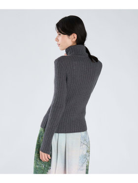 FEMME ウィメンズ 【Outlet】リブ タートルネック 長袖 ニット プルオーバー "Siberie" グレー