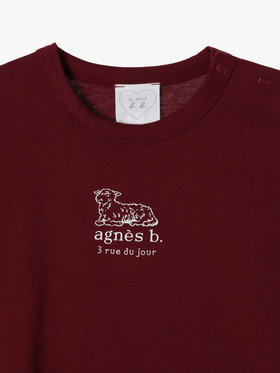 ENFANT ベビー ベビー ロゴ コットン 半袖 Tシャツ Agneau ボルドー