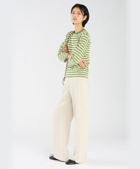 FEMME ウィメンズ 細ボーダー コットン 七分袖 Tシャツ "Lil Cool" マルチ
