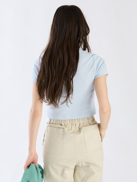 To b. by agnès b. 【Outlet】"To b."ロゴ コットン 半袖 クロップド Tシャツ ライトブルー