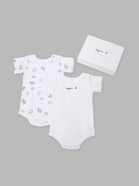 ENFANT ベビー ベビー コットン 半袖ボディ 2枚組 ホワイト