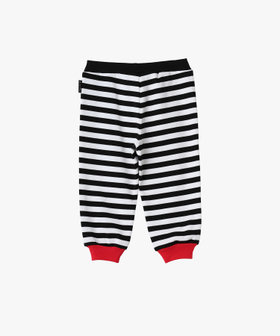 ENFANT ベビー ベビー ボーダー コットン フルレングス パンツ ホワイト×ブラック