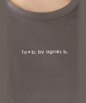 To b. by agnès b. ロゴ コットン フレンチスリーブ トップス グレー
