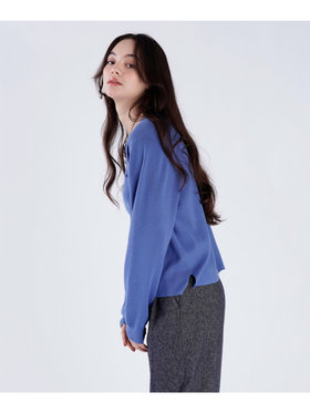 To b. by agnès b. 【Outlet】トラディショナル コットン ニット プルオーバー ブルー