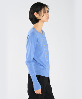 FEMME ウィメンズ コットン ニット 長袖 カーディガンプレッション "Snapy" ブルー