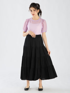 To b. by agnès b. 【Outlet】シアー パフスリーブ Tシャツ パープル系その他