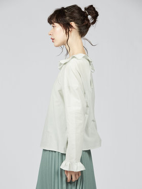 To b. by agnès b. 【Outlet】ピエロカラーブラウス グリーン