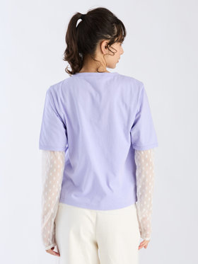 To b. by agnès b. 【Outlet】メッセージ プリント 半袖 Tシャツ "Le premier qui voit la mer" パープル