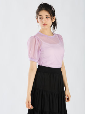 To b. by agnès b. 【Outlet】シアー パフスリーブ Tシャツ パープル系その他