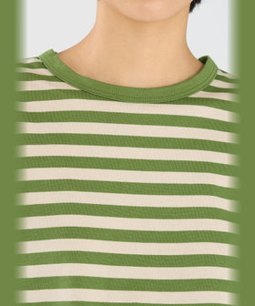 FEMME ウィメンズ 細ボーダー コットン 七分袖 Tシャツ "Lil Cool" マルチ