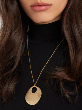 FEMME ウィメンズ 【Outlet】スクラッチ加工 ラウンドメダイ ネックレス "Lotus" ゴールド