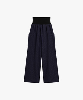 FEMME ウィメンズ プリント コットン ワイドパンツ "Matis" ネイビー