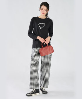 FEMME ウィメンズ アイコニック プリント コットン 長袖 Tシャツ "Sarajevo heart" ブラック