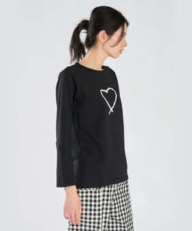 FEMME ウィメンズ アイコニック プリント コットン 長袖 Tシャツ "Sarajevo heart" ブラック