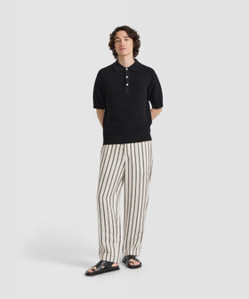 HOMME メンズ メンズ リネン コットン 半袖 ポロシャツ "Leo" グレー