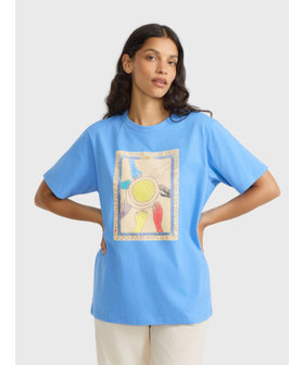 FEMME ウィメンズ プリント オーガニックコットン 半袖 アーティストTシャツ "Frederic Bruly Bouabre" ブルー系その他