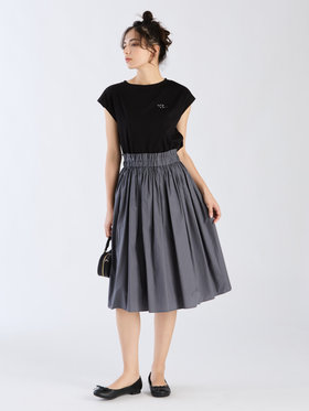 To b. by agnès b. 【Outlet】グリッターロゴフレンチスリーブTシャツ ブラック