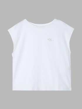 To b. by agnès b. 【Outlet】グリッターロゴフレンチスリーブTシャツ ホワイト