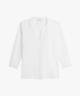 FEMME ウィメンズ ガーゼ調コットン 長袖 ブラウス "Clavecin" ホワイト