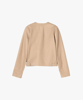 FEMME ウィメンズ ラムスキン レザー 長袖 カーディガンプレッション ベージュ