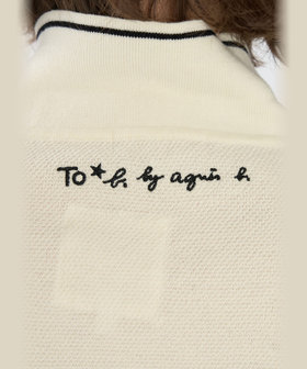 To b. by agnès b. To b. by agnes b.× green label relaxing ロゴ刺繍 コットン ニットポロ ホワイト