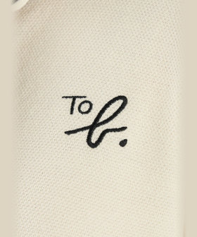 To b. by agnès b. To b. by agnes b.× green label relaxing ロゴ刺繍 コットン ニットポロ ホワイト