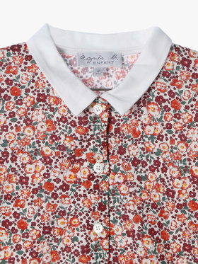 ENFANT ガールズ 【Outlet】キッズ フラワープリント コットン 長袖 ブラウス レッド系その他