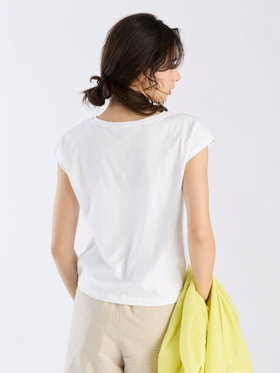 To b. by agnès b. 【Outlet】グリッターロゴフレンチスリーブTシャツ ホワイト