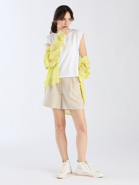 To b. by agnès b. 【Outlet】グリッターロゴフレンチスリーブTシャツ ホワイト