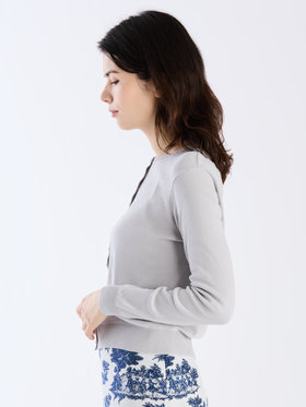 FEMME ウィメンズ 【Outlet】コットン ニット 長袖 カーディガンプレッション ”Swing Nacre” グレー