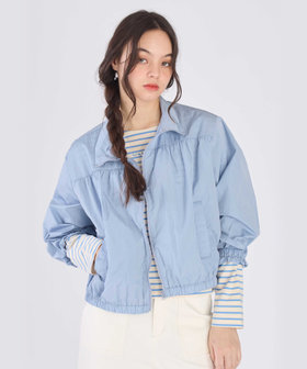 To b. by agnès b. シアー ナイロン パフィー ブルゾン ブルー