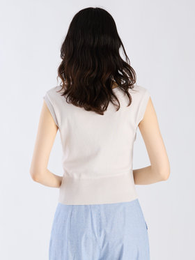 FEMME ウィメンズ 【Outlet】”b.” ロゴ刺繍 コットンニット ベスト ”Ovaline” ベージュ系その他