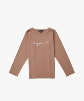 ENFANT ユニセックス キッズ ロゴ コットン 長袖 Tシャツ ブラウン系その他
