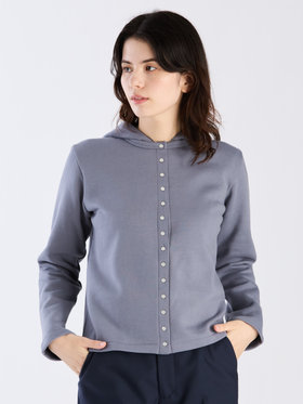 FEMME ウィメンズ オーガニックコットン メルトン 長袖 カーディガンプレッション ”Capuche” グレー