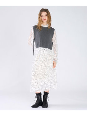 To b. by agnès b. ドットプリント ヨウリュウ スカート ホワイト
