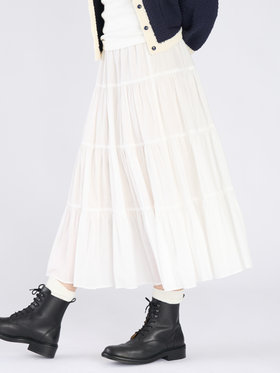 To b. by agnès b. コットン フォーティアード スカート ホワイト
