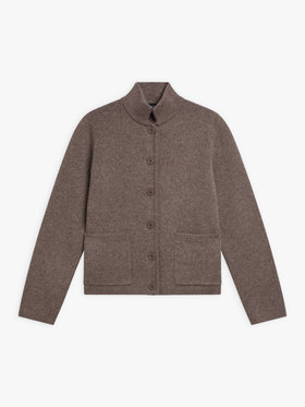 FEMME ウィメンズ カシミヤ スタンドカラー 長袖 ニット ジャケット "Anton" ベージュ