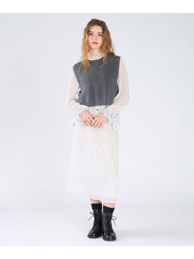 To b. by agnès b. ドットプリント ヨウリュウ スカート ホワイト