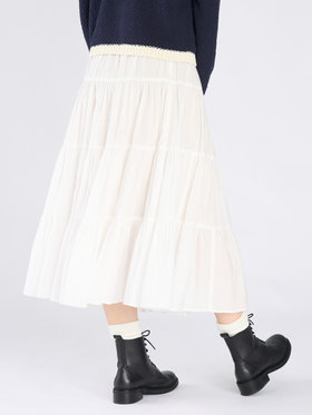 To b. by agnès b. コットン フォーティアード スカート ホワイト