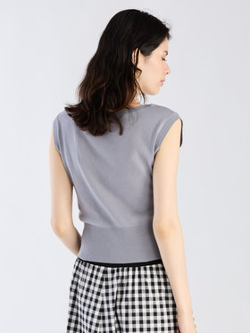 FEMME ウィメンズ 【Outlet】”b.” ロゴ刺繍 コットンニット ベスト ”Ovaline” グレー