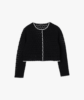 To b. by agnès b. コットン レース 刺繍 長袖 カーディガン ブラック