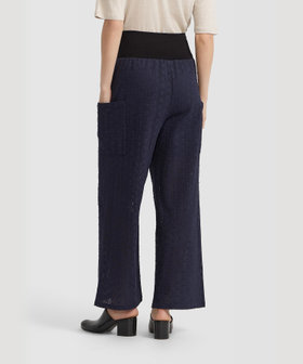 FEMME ウィメンズ プリント コットン ワイドパンツ "Matis" ネイビー